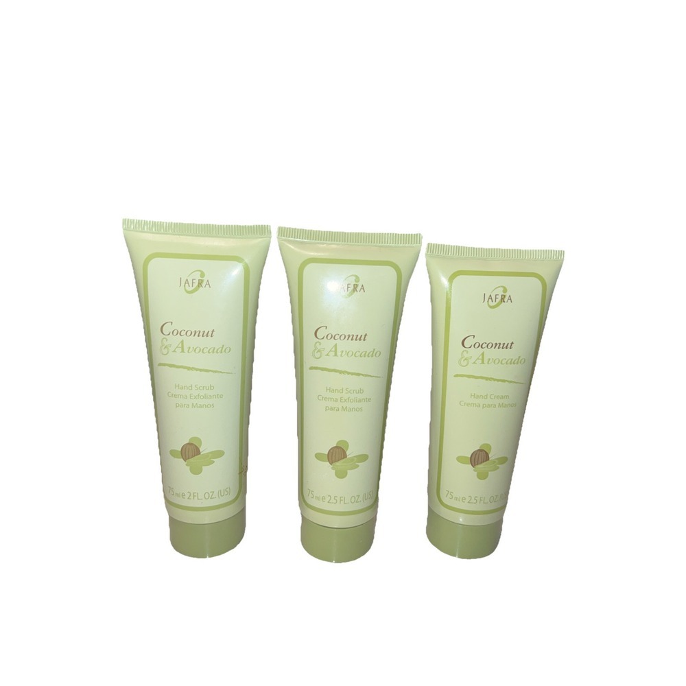 Jafra 2-Coconut & Avocado Hand‎ Scrub 1-Hand Cream New Unsealed 2.5 Fl Oz NOS